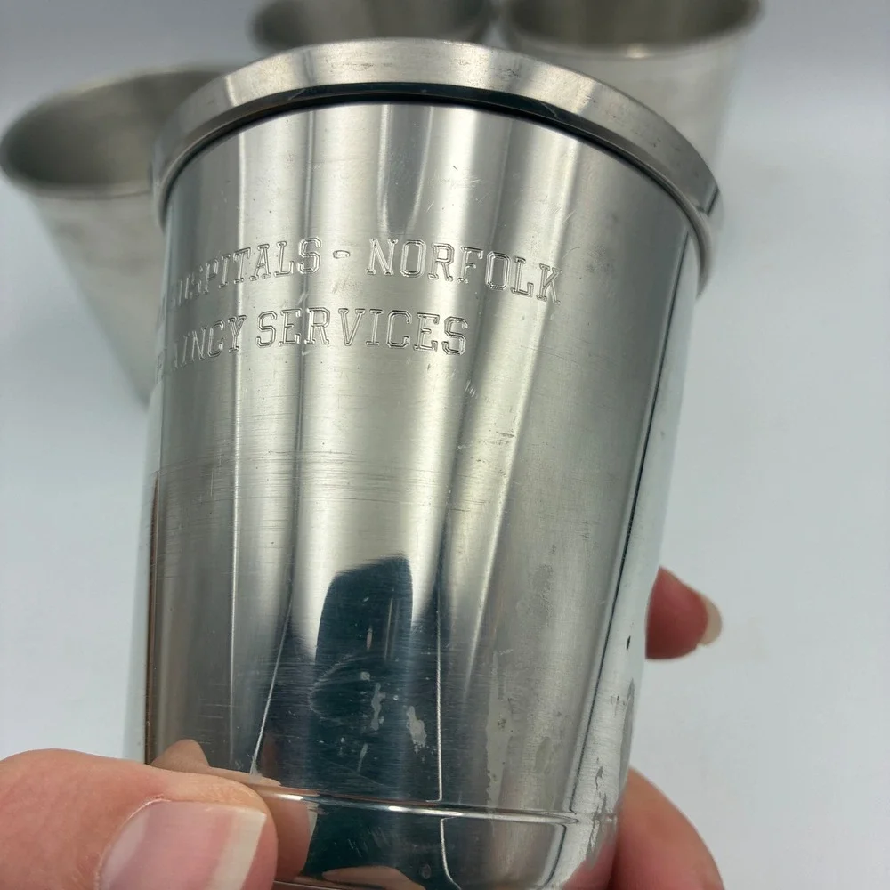 Camelot Pewter Norfolk Cup Set of 4 Sentara Hospitals Chaplaincy Handcrafted VA